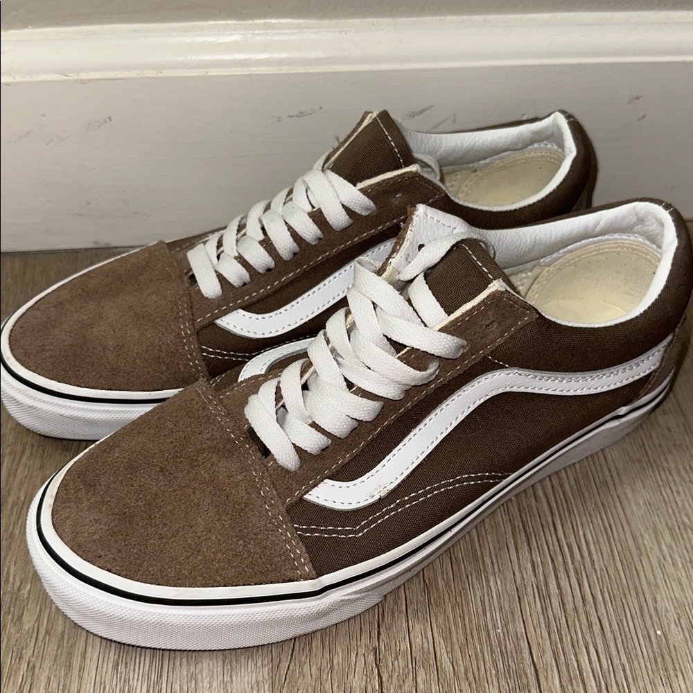 Vans Old Skool Low-Top Sneakers in Brown and White